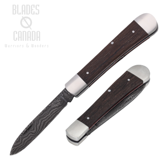 Otter-Messer Levin Slipjoint Folding Knife, Damascus, Smoaked Oak, 268DRAU (image for) Otter-Messer Levin Slipjoint Folding Knife, Damascus, Smoaked Oak, 268DRAU